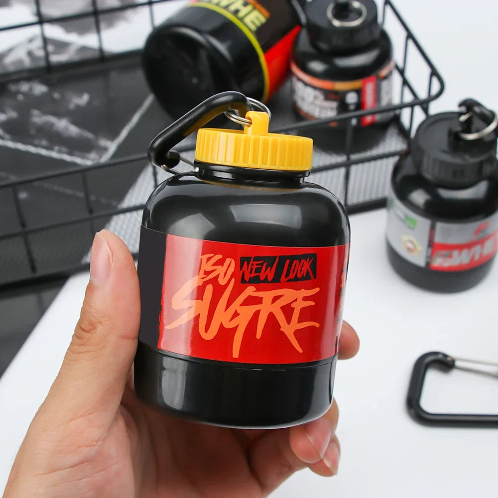 Mini Portable Protein Powder Bottles with Keychain Health Funnel Medicine Bottle Small Water Cup Outdoor Sport Storage