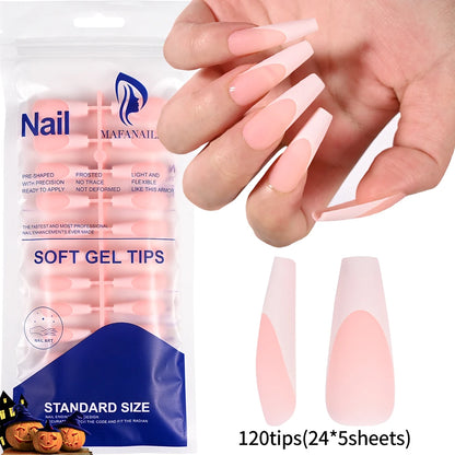 240/120Pcs Colorful French Short Square False Nails Full Cover Fake Nail Tip Extension Acrylic Wearable Ballerina Press on Nails