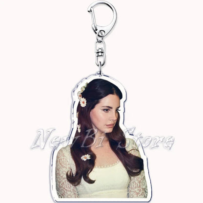 Hot Singer Lana Del Rey Keychain for Accessories Bag Pendant Born To Die Ultraviolence Key Chain Ring Keyring Jewelry Fans Gifts