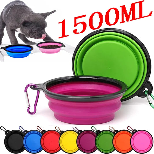 Foldable Silicone Dog Travel Bowl 1500ml Leakproof Pet Feeder for Food Water Portable Outdoor Camping Puppy Accessories Collapsi