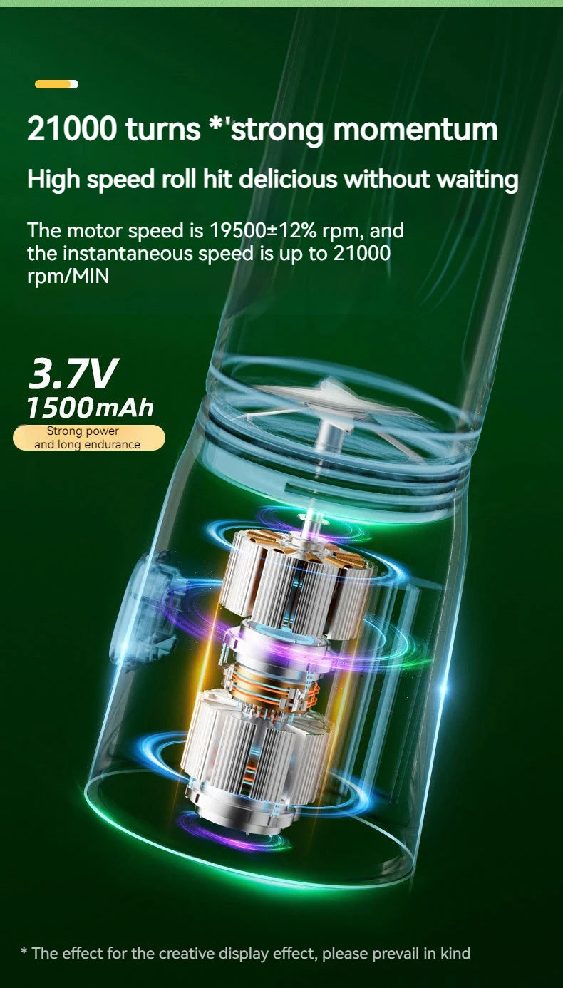 Portable Wireless Blender Electric Fruit Juicer Machine For Orange Ice Crushing 10 Blades Auxiliary Food Machine 1500mA Mixer