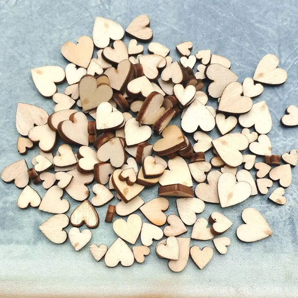 100Pcs Wooden Love Heart Table Scatter DIY Crafts Accessories Wedding Decoration Accessories Cute Home Sewing Accessories