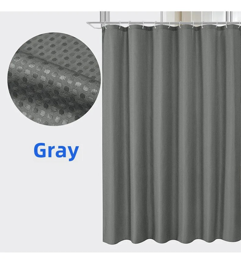 Plain Waffle Waterproof and Mildew-proof Polyester Shower Curtain, Bathroom Curtain, Bathroom Partition Curtain, Shower Curtain