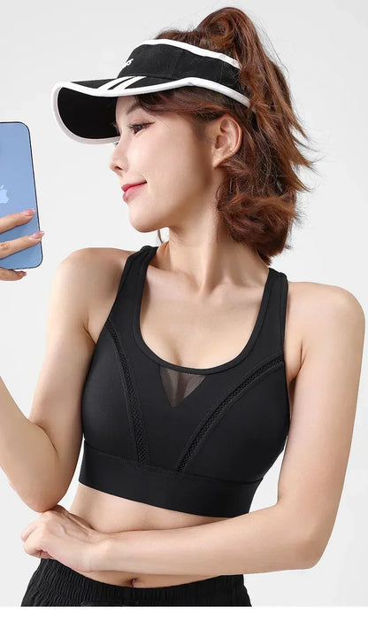 Sports bra for women, shock-absorbing high-strength running, zipper yoga suit, vest, bra, fitness fixed cup, summer