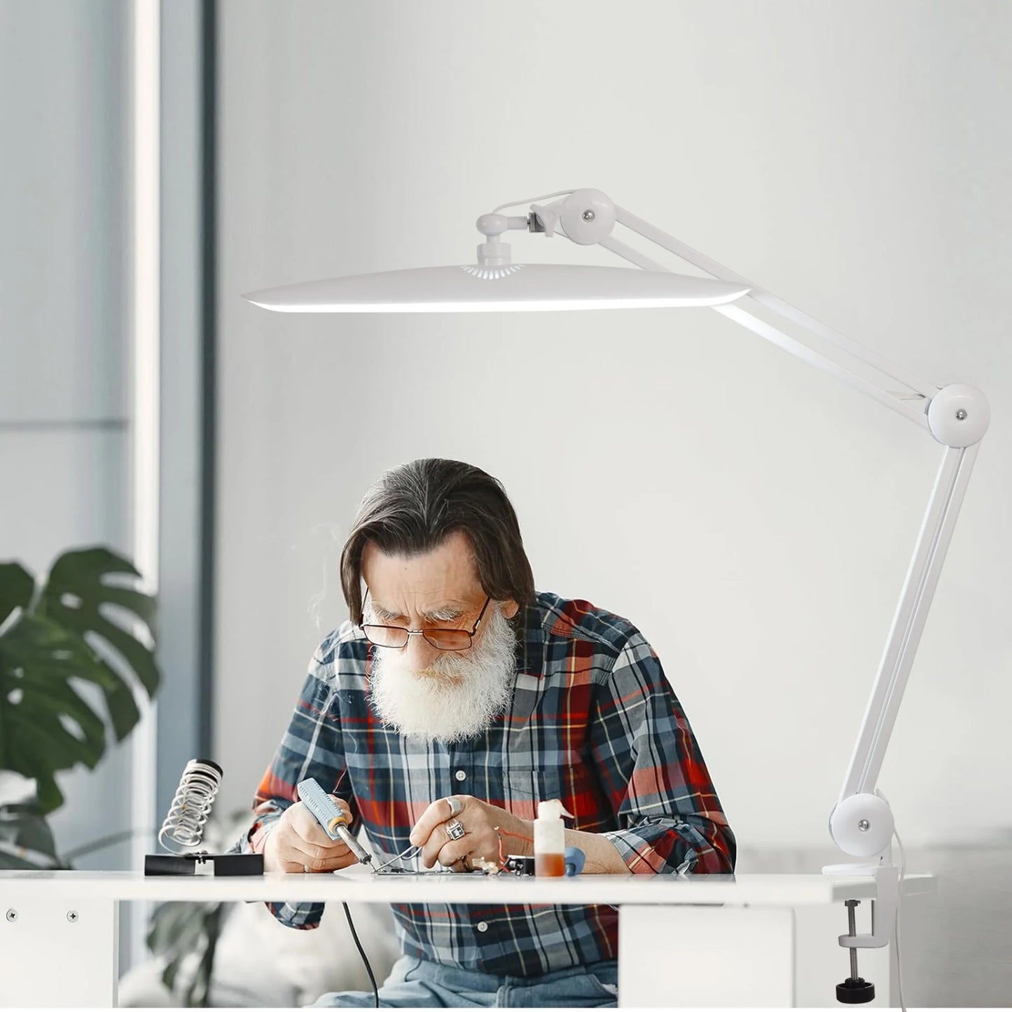 LED Task Lamp,24W Super Bright Desk Lamp,117 Pcs SMD LED,4 Level Brightness,Dimmable,Task LED Light for Home,Office,Workbench