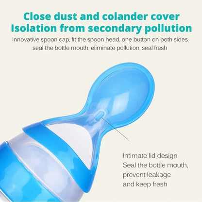 Safe Useful Silicone Baby Bottle with Spoon Food Supplement Rice Cereal Bottles Squeeze Spoon Milk Feeding Bottle Cup
