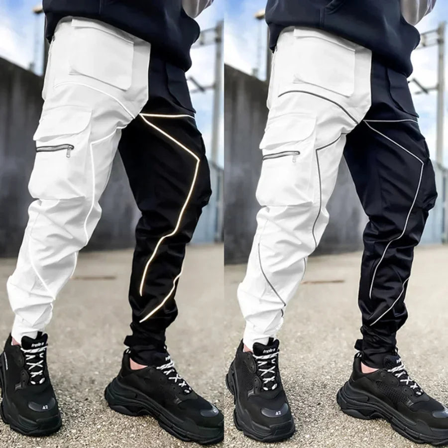 New 2025 Men‘s Casual Cargo Pants Loose Fashion Striped Multi Pocket Sports Fitness Hip Hop Jogger Trousers Male Cargo Pants