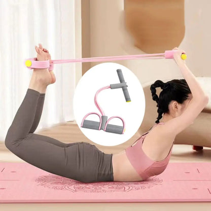 Multifunction 4-Tube Yoga Pedal Puller Rubber Abdominal Exerciser Resistance Band Thicken Elastic Pull Rope Waist