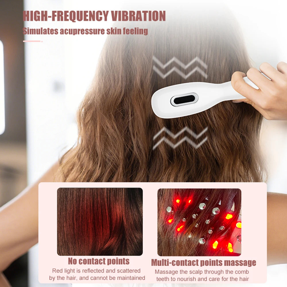 Electric Scalp Massage Comb Red Blue LED Light Therapy EMS Vibration Massage Brush Anti-Hair Loss Medicine Scalp Oil Applicator