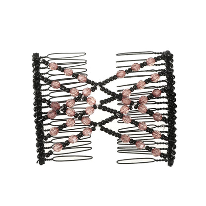 Vintage Creative Magic Hair Comb Double Row Elastic Hair Comb Disc Hair Clip For Women Headwear Hair Comb Hair Clip Fashion Hair