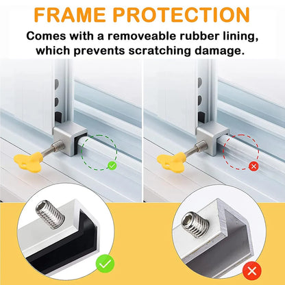 4pcs/set Sliding Window Locks Door Security Locks Window Stopper Window Security Bars with Key Adjustable Windows Security Locks