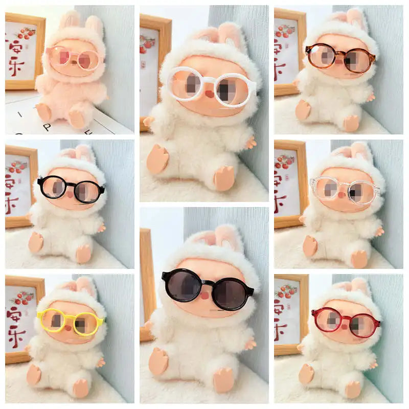 LABUBU 17cm Doll 6.5cm Transparent Glasses Stylish Sunglasses for 1/8 -1/4 BJD Doll Accessories