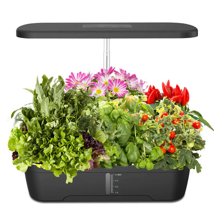 Smart Indoor Hydroponic Garden With 12 Pods, 24W LED Grow Light, Automatic Watering System For Herbs Vegetables Flower Growing