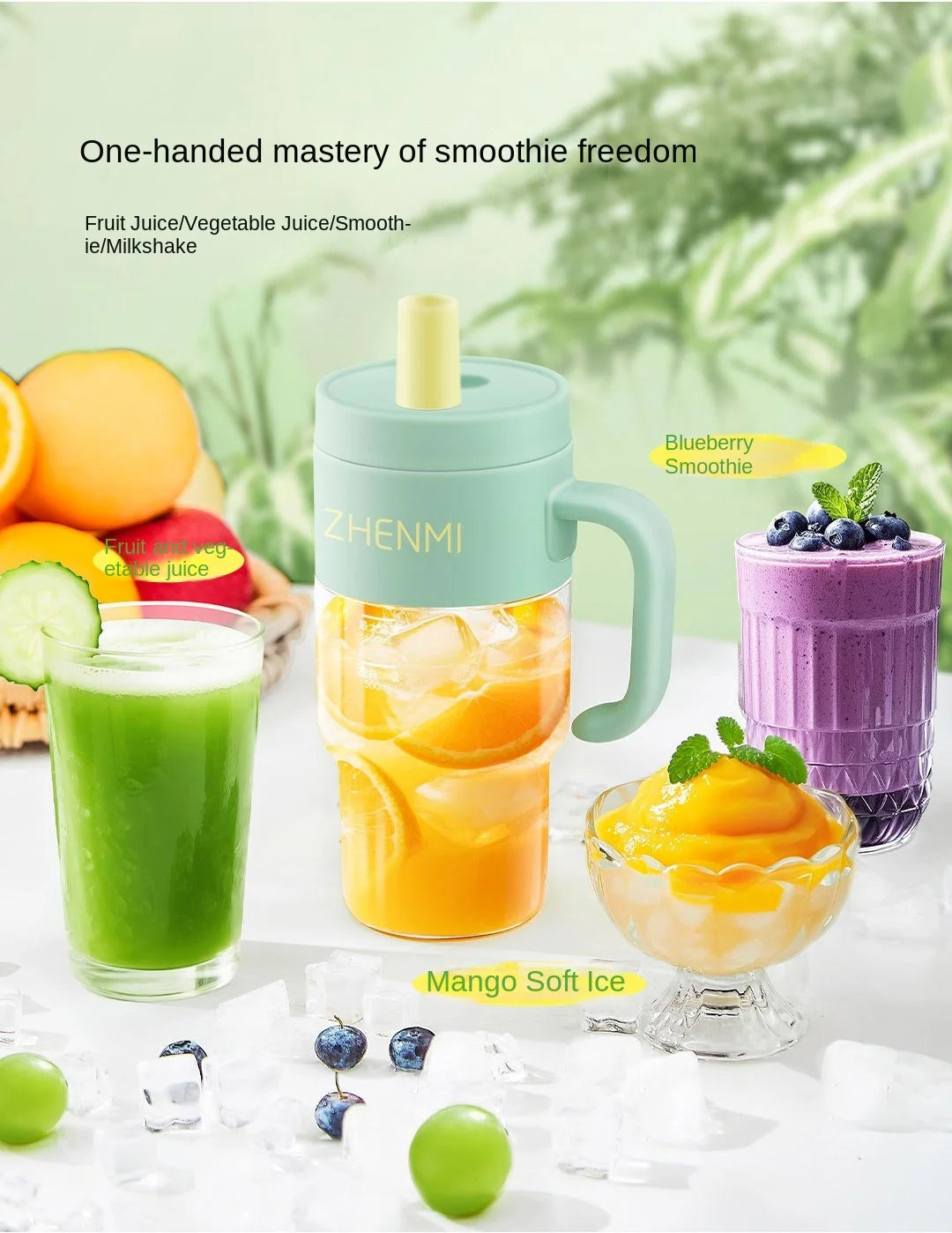 Portable Multifunction Fruit Juicer Blender 10 Blade Mini Ice Blender Smoothie Maker USB Charging Wireless Juice Extractor