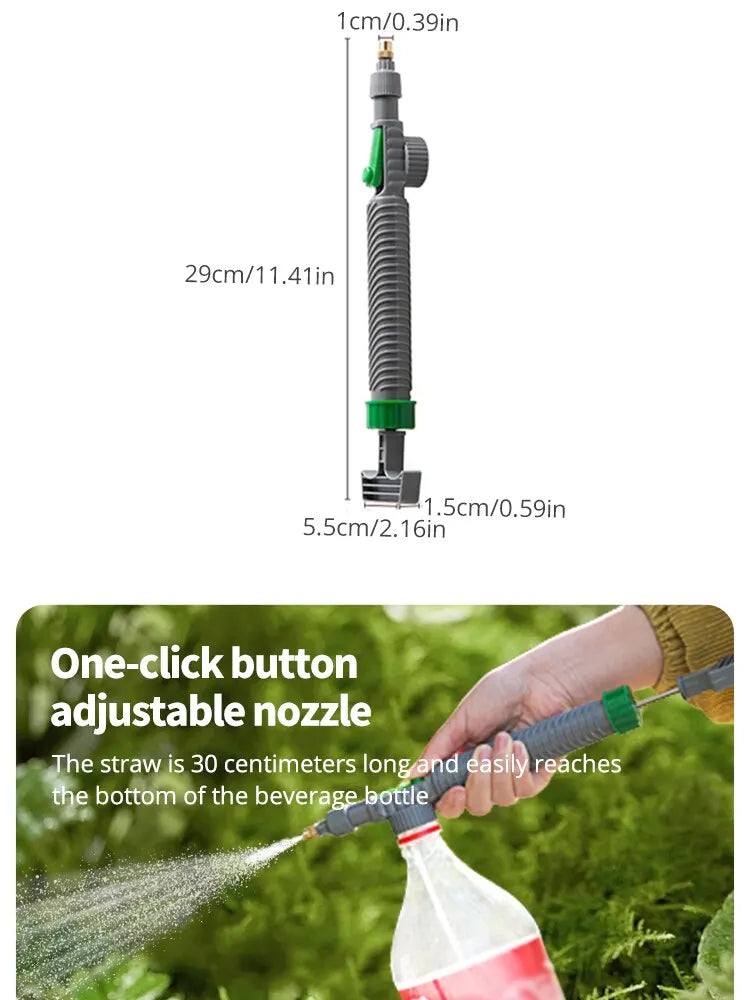 Gardening Watering Sprayer Beverage Bottle Watering Can High Pressure Small Manual Pressure Adjustable Spray Head