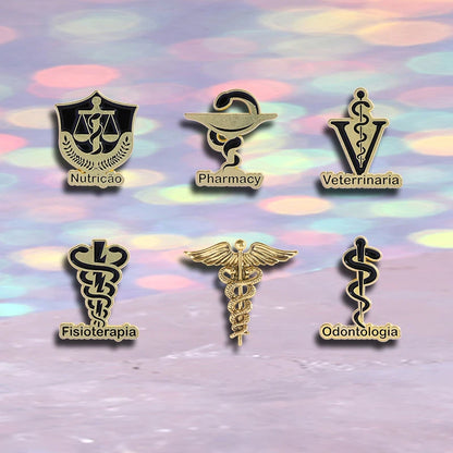 Veterinary Pharmacy Symbol Caduceus Snake Enamel Pins Odontologia Nutricao Fisioterapia Medical Health Badge Brooch Doctor Nurse