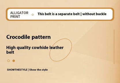 Leather material waistband. Single belt, crocodile pattern belt, casual waist belt, 3.5cm belt