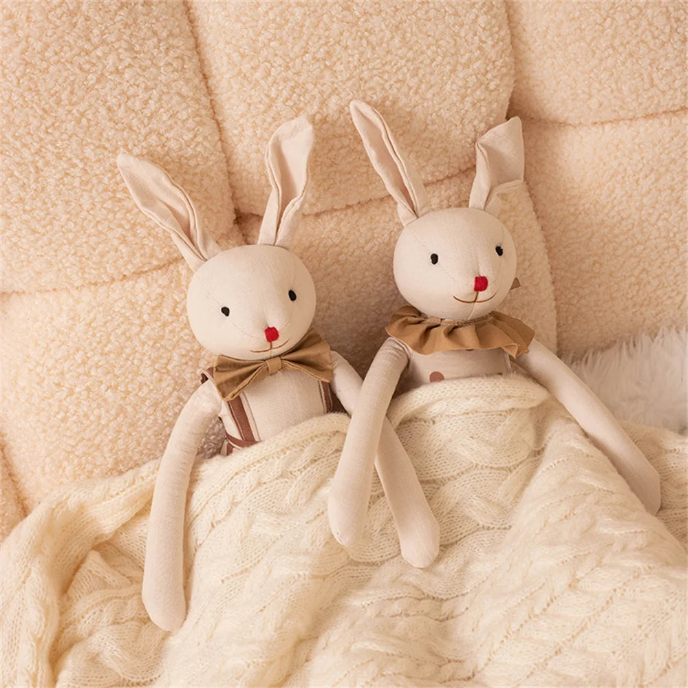 Stuffed Bunny Cloth Dress Toys Smoothing Toy for Infant Cuddling sleep doll for Girls Handmade Diversity Brown Rabbit Plushie