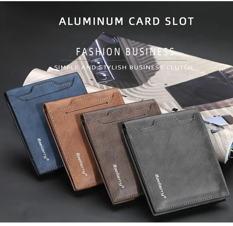 2025 New RFID Blocking Men Short Wallet Man Vintage Leather Wallet Male Handmade Billfold Coin Purse High Quality Business Purse