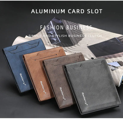 2025 New RFID Blocking Men Short Wallet Man Vintage Leather Wallet Male Handmade Billfold Coin Purse High Quality Business Purse