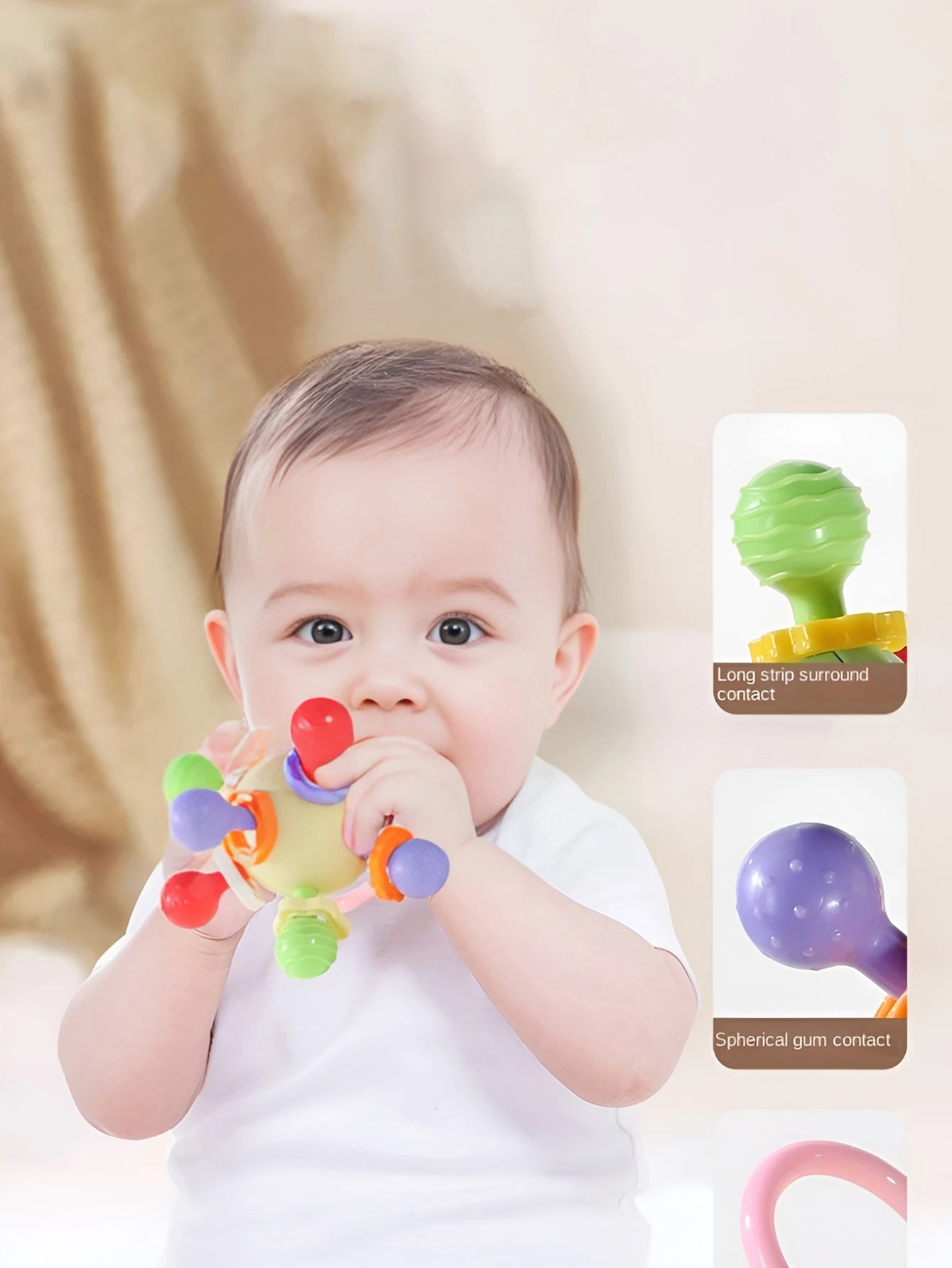 Montessori Baby Rattle Toy 0 to 6 Months Sensery Games Rubber Textured Multi Tactile Touch Balls Training Massage Soft Balls