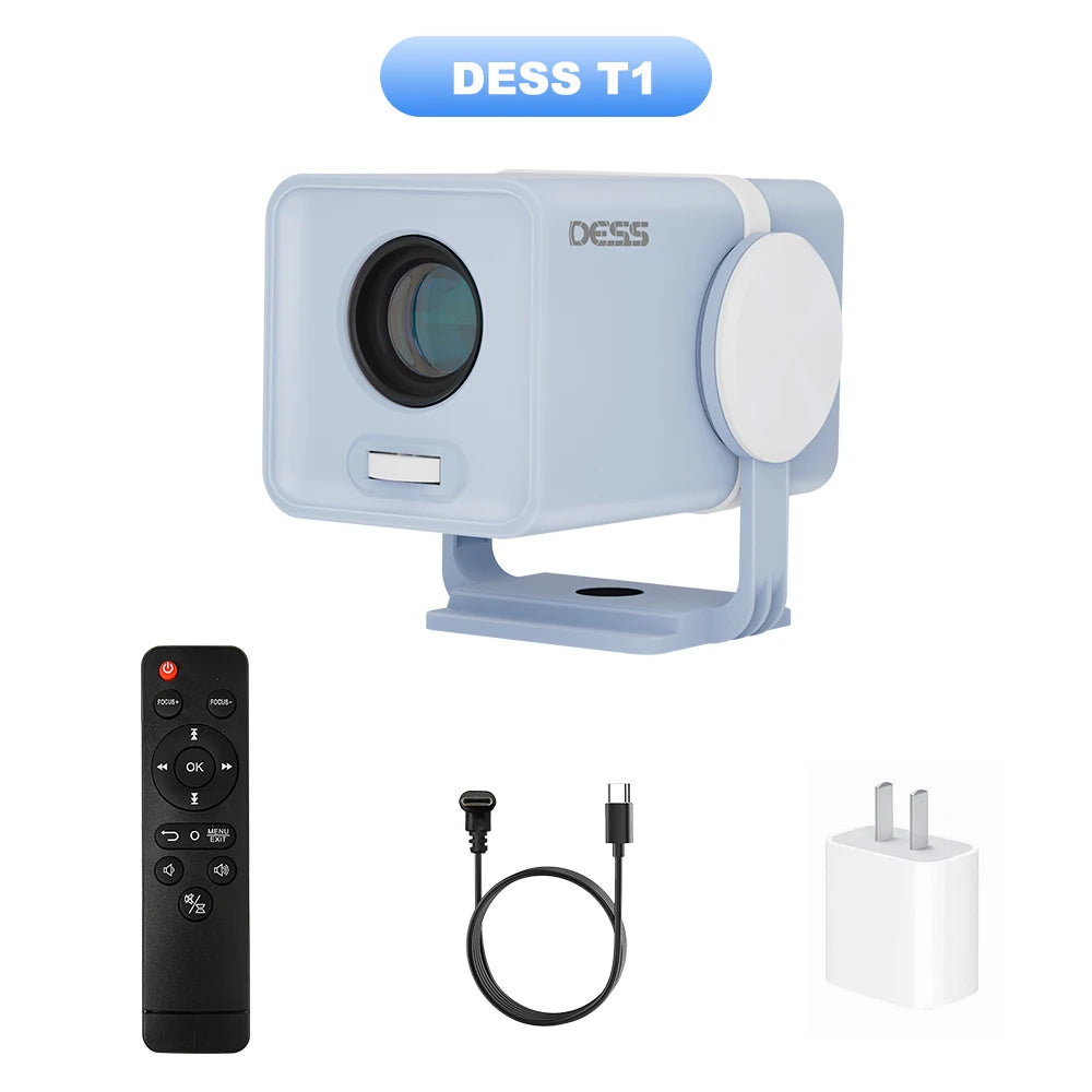 DESS Portable Dual-Band WiFi6 Bluetooth 5.0 Android 13 Smart Projector Suitable for Home Theater Video Power Bank Power Supply