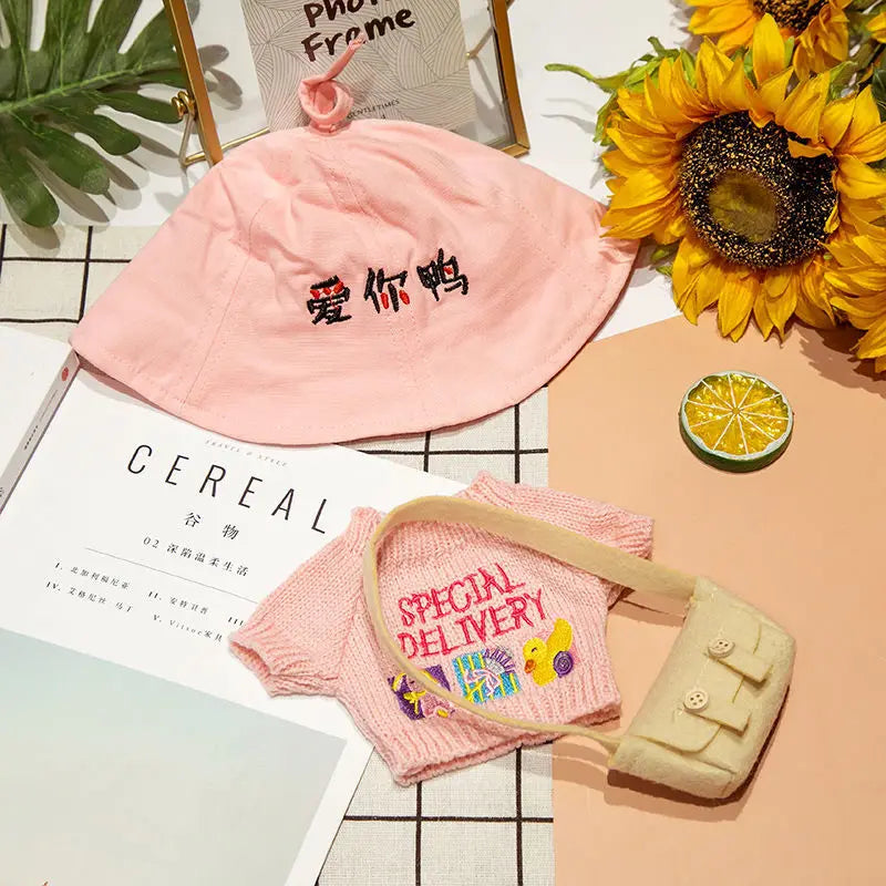 1set Clothes Suit Exquisite Soft Knitted Sweater DIY Accessories For 30cm Kawaii Yellow Duck Lalafanfan Plush Toys Stuffed Dolls