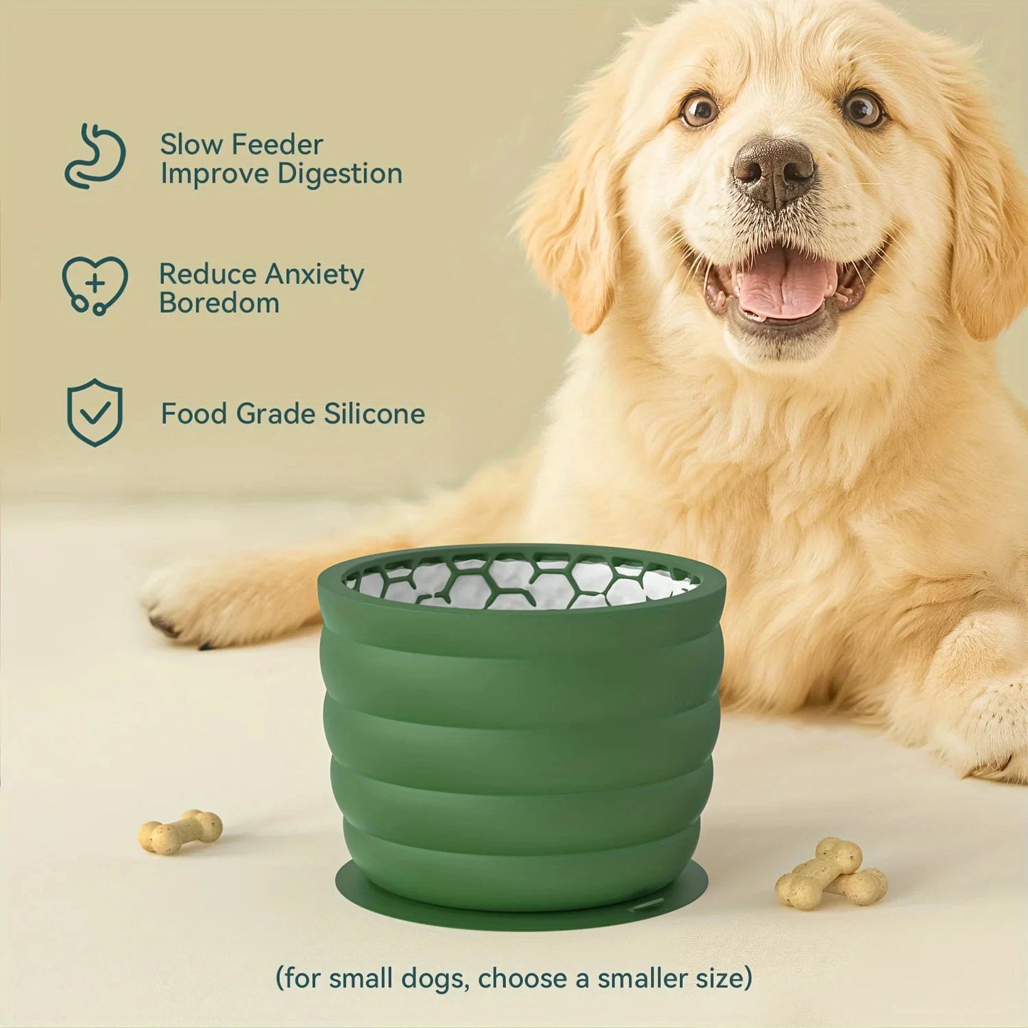 Silicone Dog Slow Feeder Bowl with Honeycomb Lick Mat Slows Eating & Aids Anxiety Relief Dishwasher Safe & Freezer-Friendly