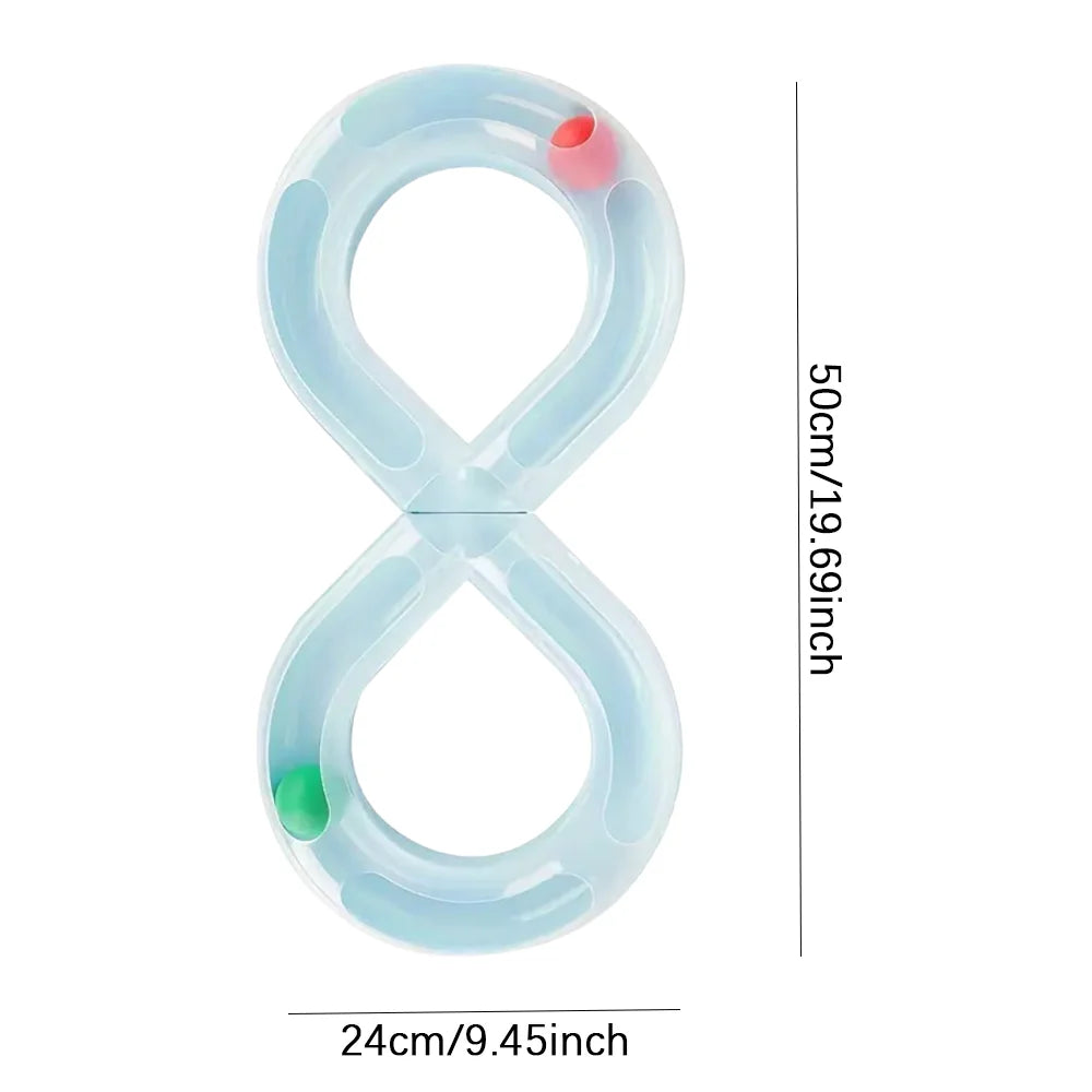 Interactive Cat Turntable Toy - 8-Shaped Track Tunnel with Spinning Ball, Multi-Cat Playhouse for Indoor Kittens