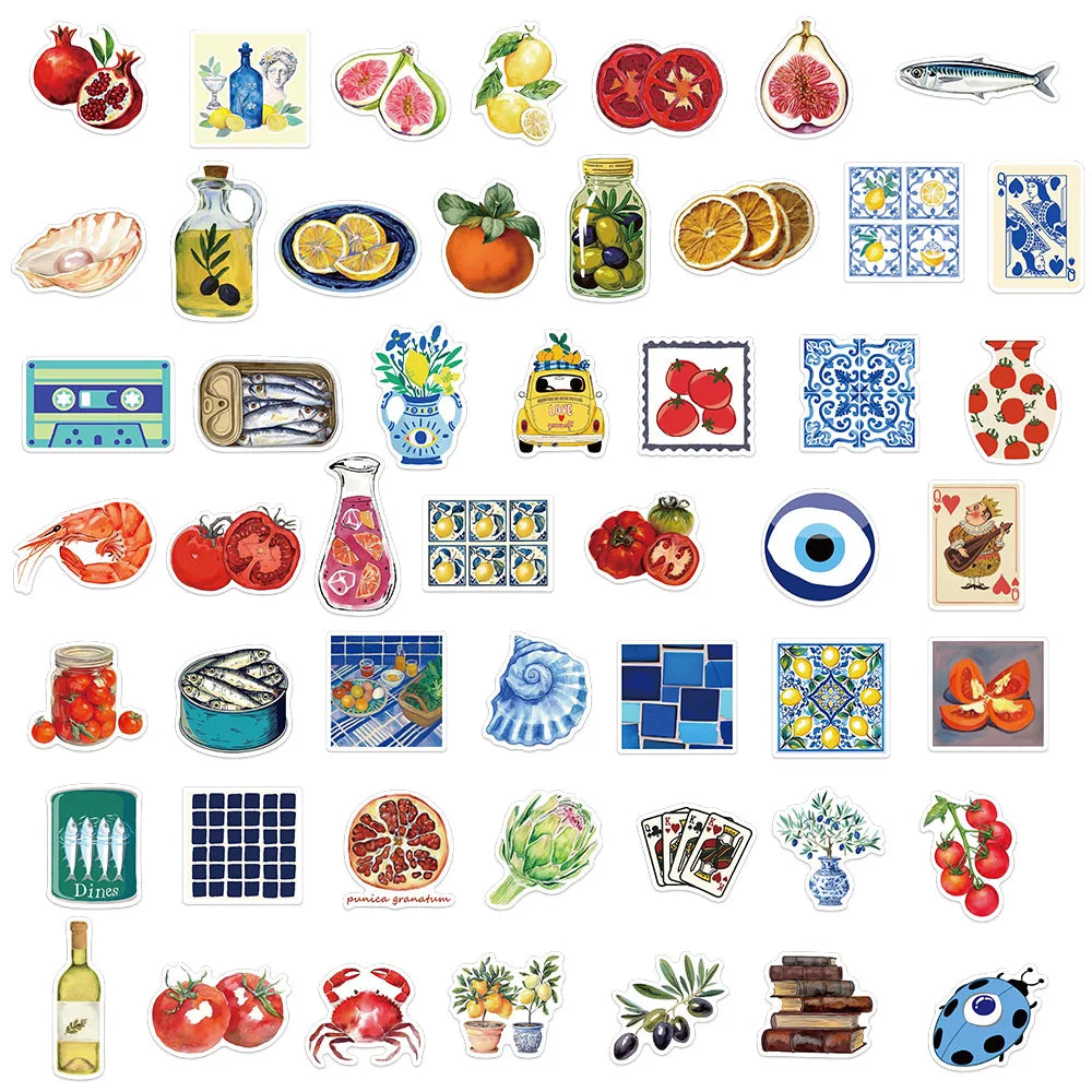50PCSMediterranean Tomato Stickers iPad Phone Cases Handbooks Water Cups Desktop Puzzle Toy Stickers