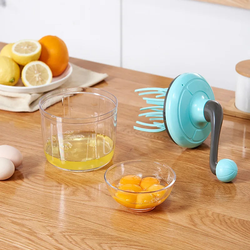 Egg Whisk Plastic Hand Crank Push Whisk Blender Long Crank Multi-Functional Manual Eggs Beater Practical Kitchen Tool