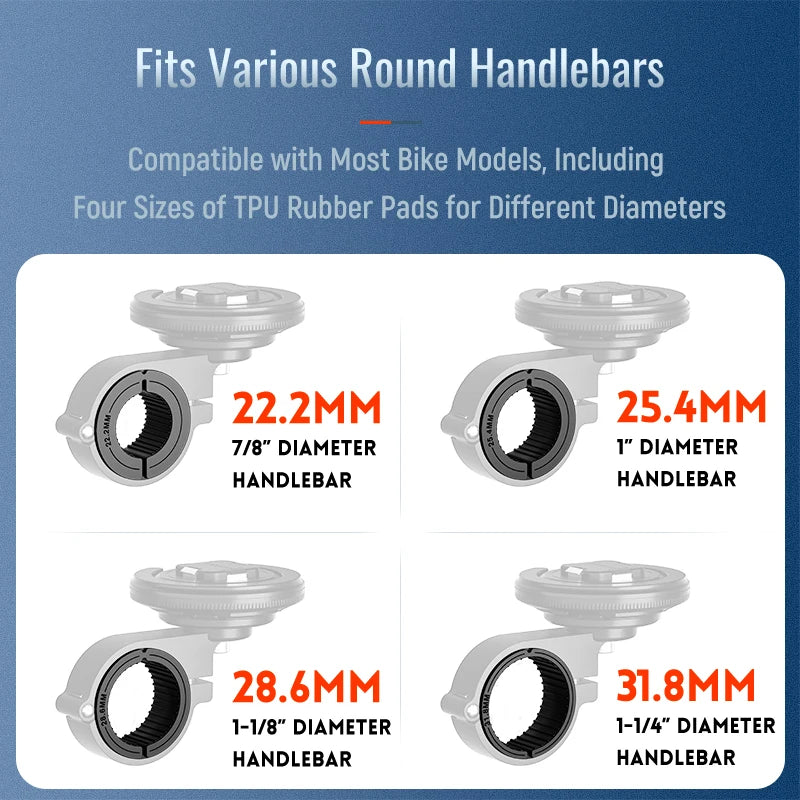 Magnetic Bike & Motorcycle Phone Mount - Universal Smartphone Holder with GPS Support, Secure Magnetic Attachment for Cycling