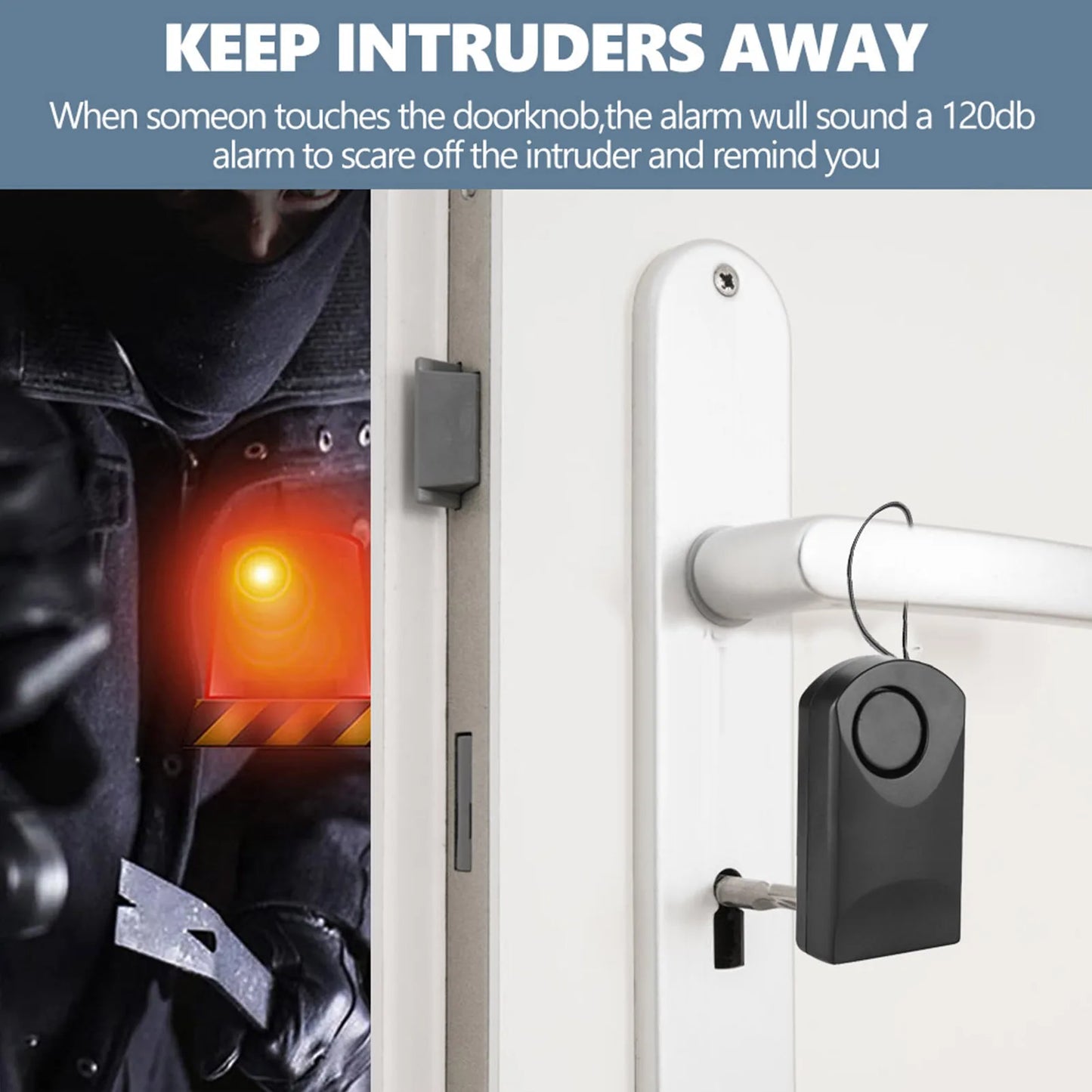 Alarm   Door Knob 120db Wireless  Anti Theft Security Alarm  Door Knob Security Alarm sensor