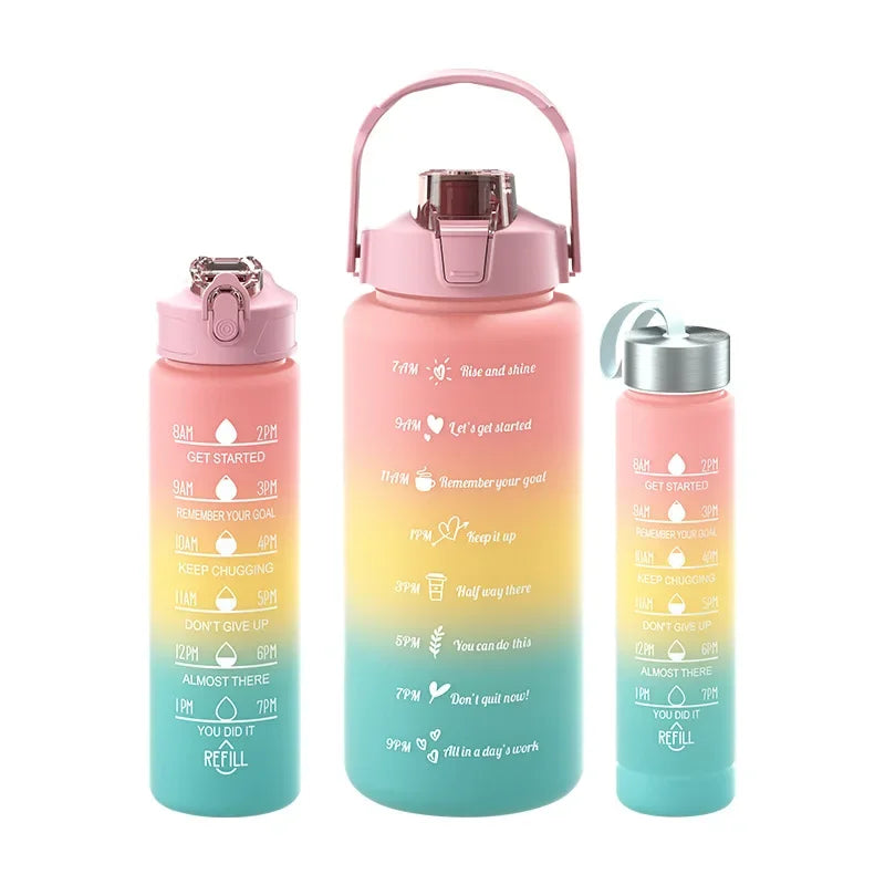 Water Bottle Motivational Drinking Bottle Sports Water Bottle with Time Marker Portable Reusable Plastic Cups Outdoor Travel Gym