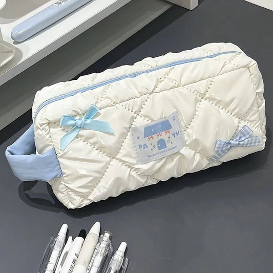 Blue Bow Pencil Case Cute Stationery Pencil Pouch Portable Trousse Large Capacity Estuche Escolar School Supplies Pencil Cases