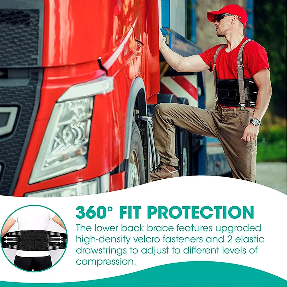 Back Brace with Lumbar Pad,6 Flexible Support,Back Brace for Men Lower Back,Lightweight Back Brace for Lower Back Pain