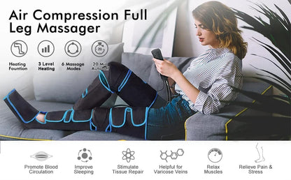 Leg Muscle Relaxer 6 modes Air Compression Recovery Boot Lymph Release Relieve Foot Fatigue Heating Leg Massager for Athletes