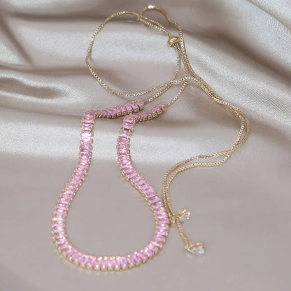 Korean hot selling fashion jewelry, copper inlaid zircon, luxury shiny necklace sexy ladies party necklace