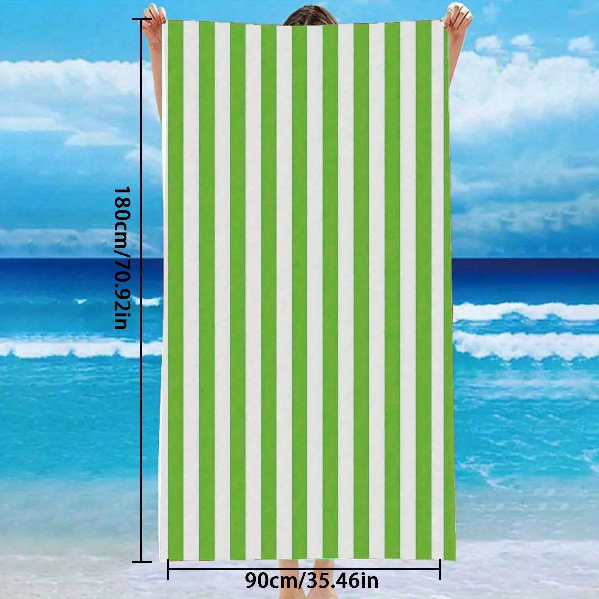 Blue White Striped Beach Towel - Quick-Dry Absorbent Polyester for Beach & Pool, Soft & Lightweight