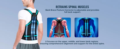 1PC Posture Corrector Back Brace - Lumbar & Shoulder Support for Back Pain Relief & Posture Improvement (Men/Women)