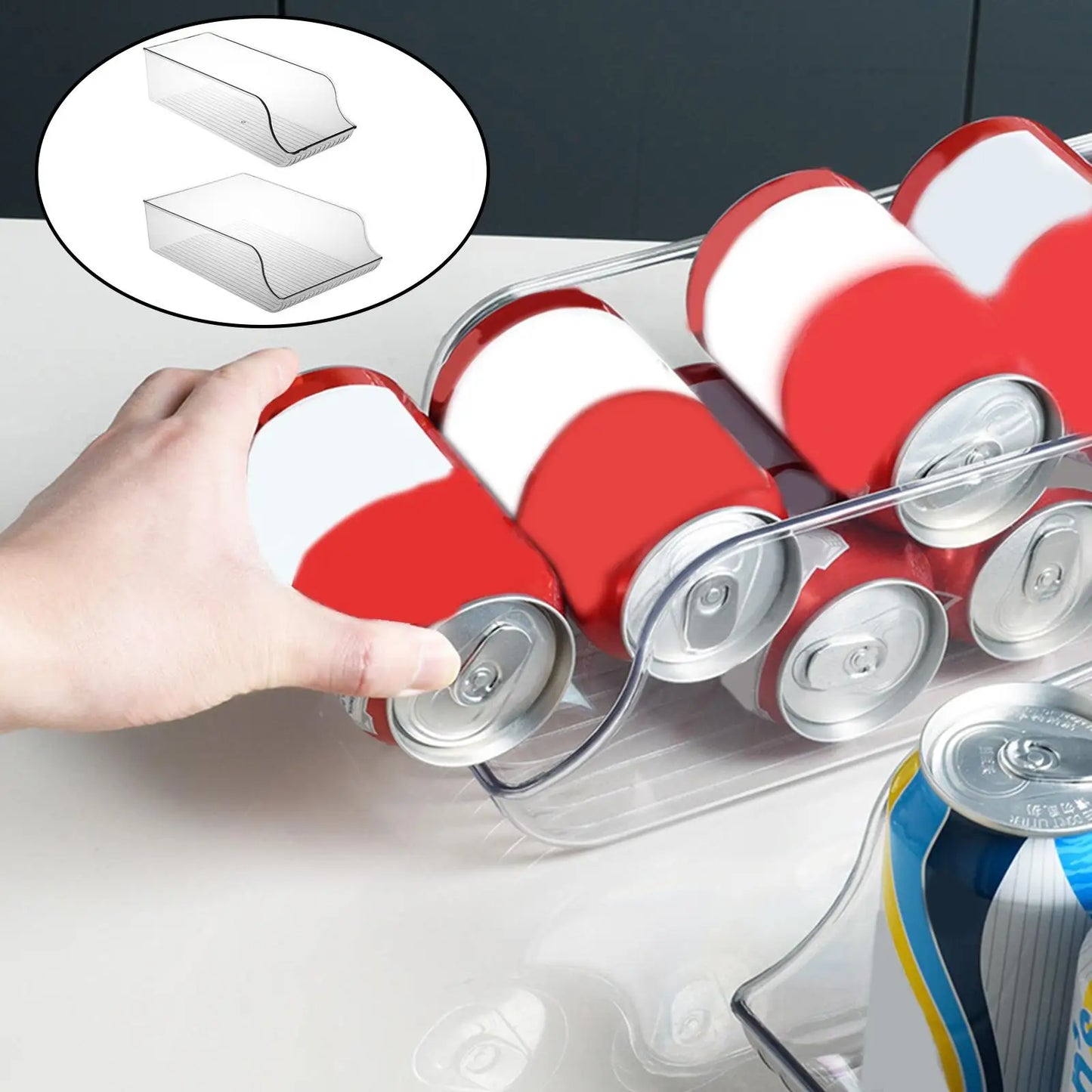 Fridge Storage Organizer Bins Can Drink Dispenser Holder Kitchen Refrigerator Freezer Clear Food Pantry Storage Rack