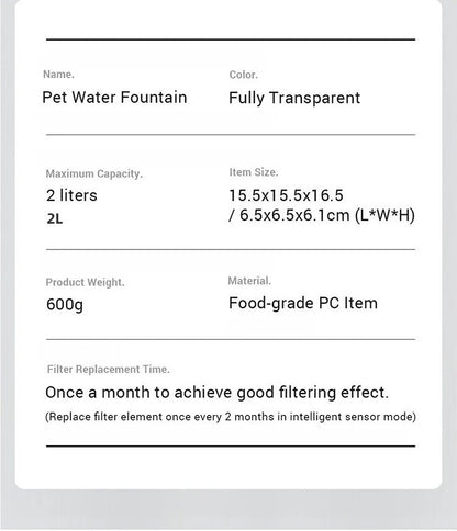 Auto Smart Cat Water Fountain Quiet Tilted Design Energy Efficient Pet Drinker for Fresh Water Circulation