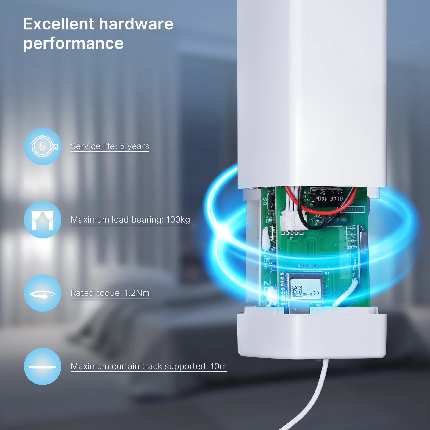 Smart Curtain Motor Electric WiFi and Zigbee Curtain Opener Remote Control For Curtain Track  Compatible with Alexa