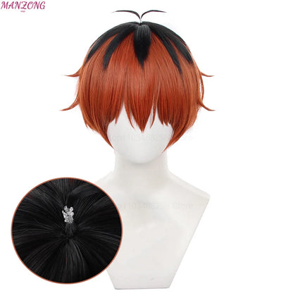 Scalp Top！ Stark Cosplay Wig 30cm Black Orange Brown Wig Cosplay Anime Cosplay Wigs Heat Resistant Synthetic Wigs