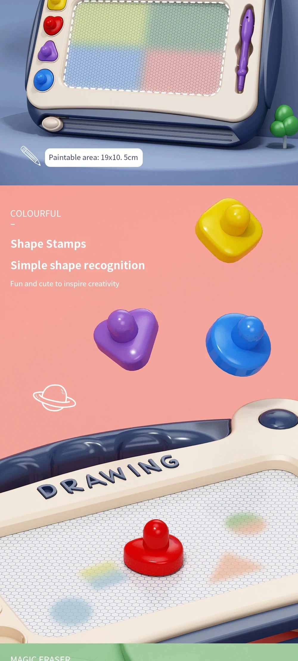 Magnetic Drawing Board Colored Graffiti Magic Eraser Drawing Board Children's Graffiti Board Art Early Education Drawing Toy