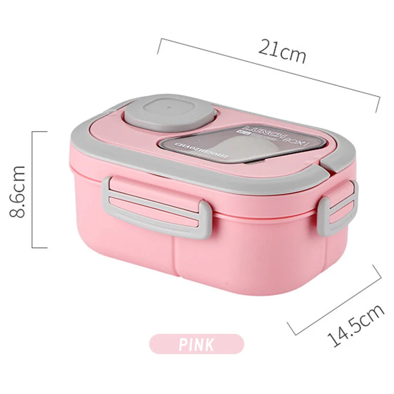 Portable Lunch Box Compartment Wheat Straw Bento Carrying Handle Box Reusable Tableware Containers Meal Snack Food Containers