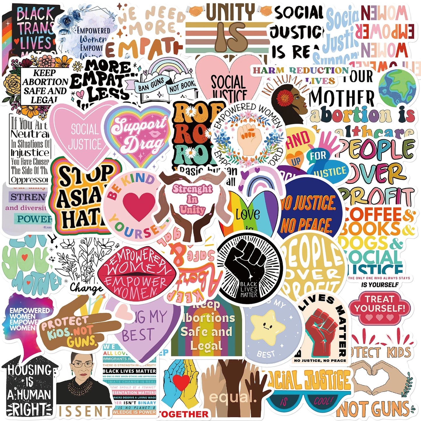 50PCS Social Justice Graffiti Stickers Handbooks Phone Cases Laptop Insulators Decorative Stickers
