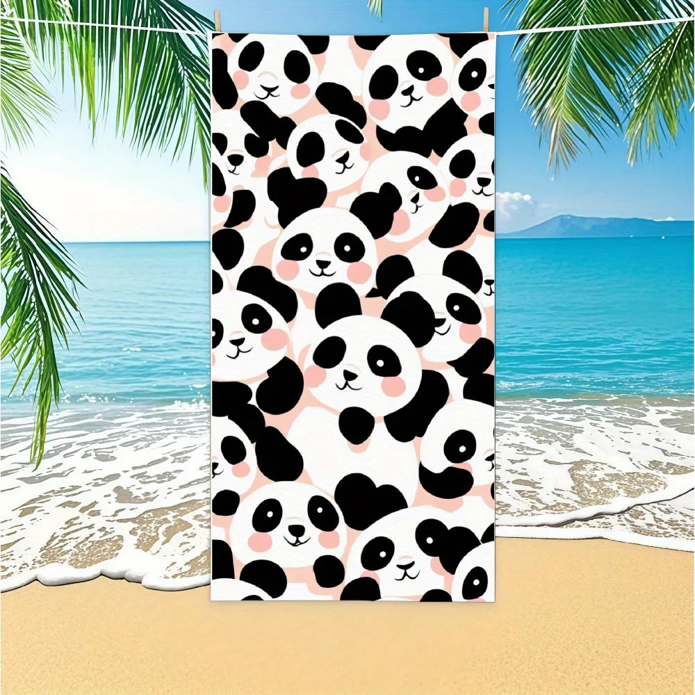 Beach Towel With Cute Panda Doodles Cartoon Beach Towel Design Sports Travel  Swim Pool Yoga More Suitable for Summer