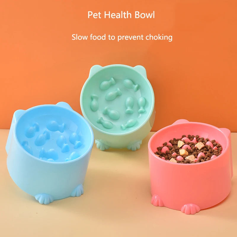Dog slow food bowl small cat and dog anti-choking bowl neck protection design cat and dog feeding device pet supplies