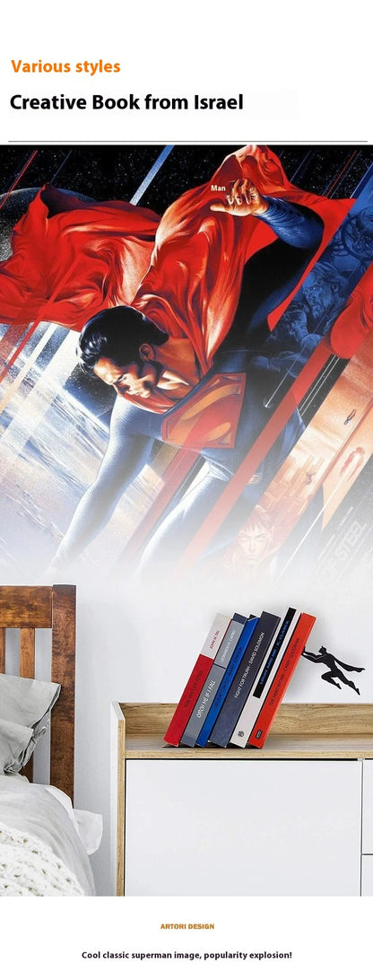 Creative Superman Metal Bookshelf Book Stand Creative Book Block Book Shelves Book Shelves Desk Book Storage Decorative Gift